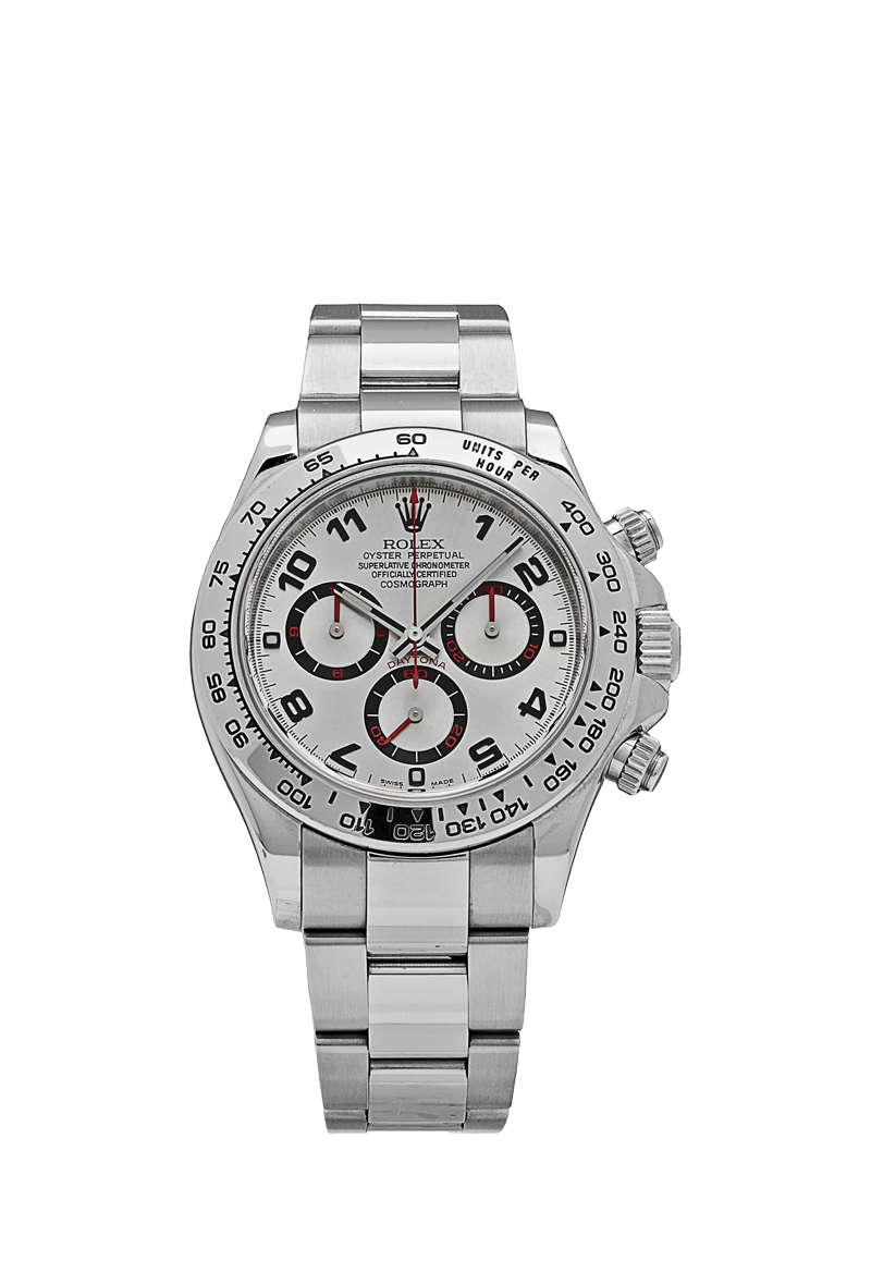 Rolex Daytona 18k White Gold 116509 Silver Racing Dial Arabic Numerals
