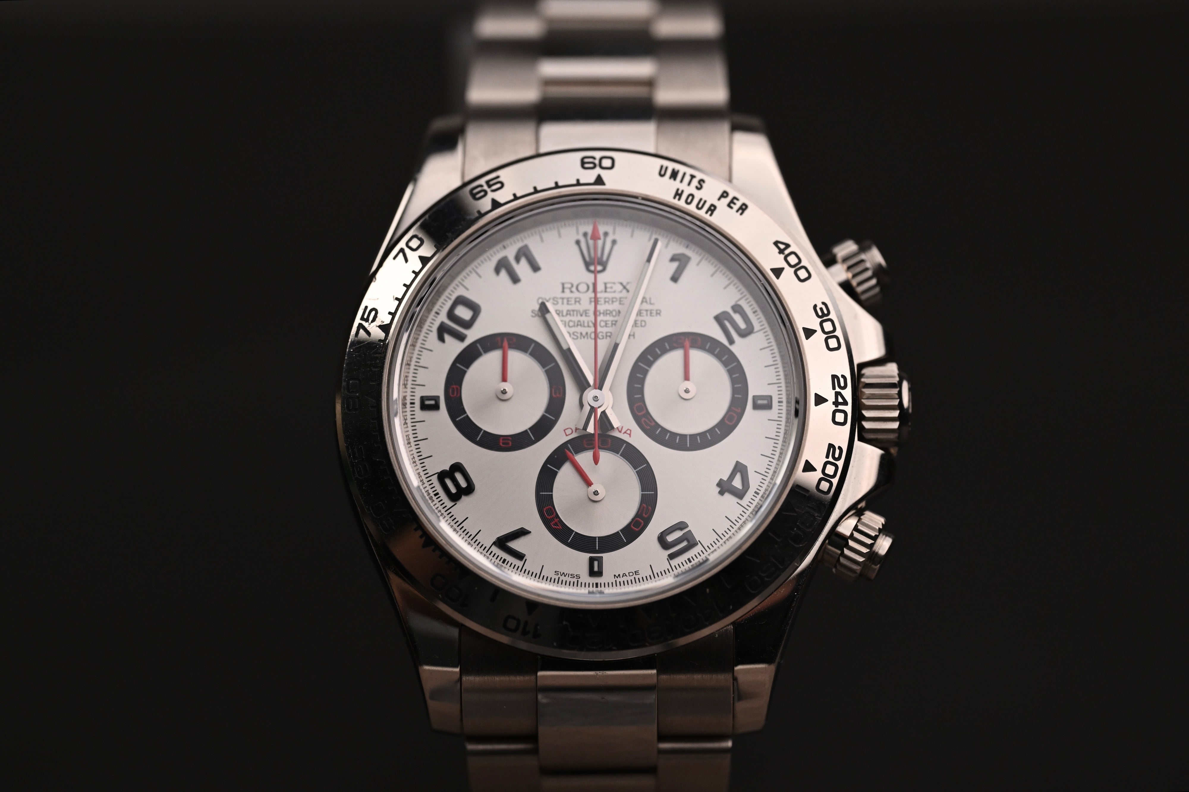 Rolex Daytona 18k White Gold 116509 Silver Racing Dial Arabic Numerals